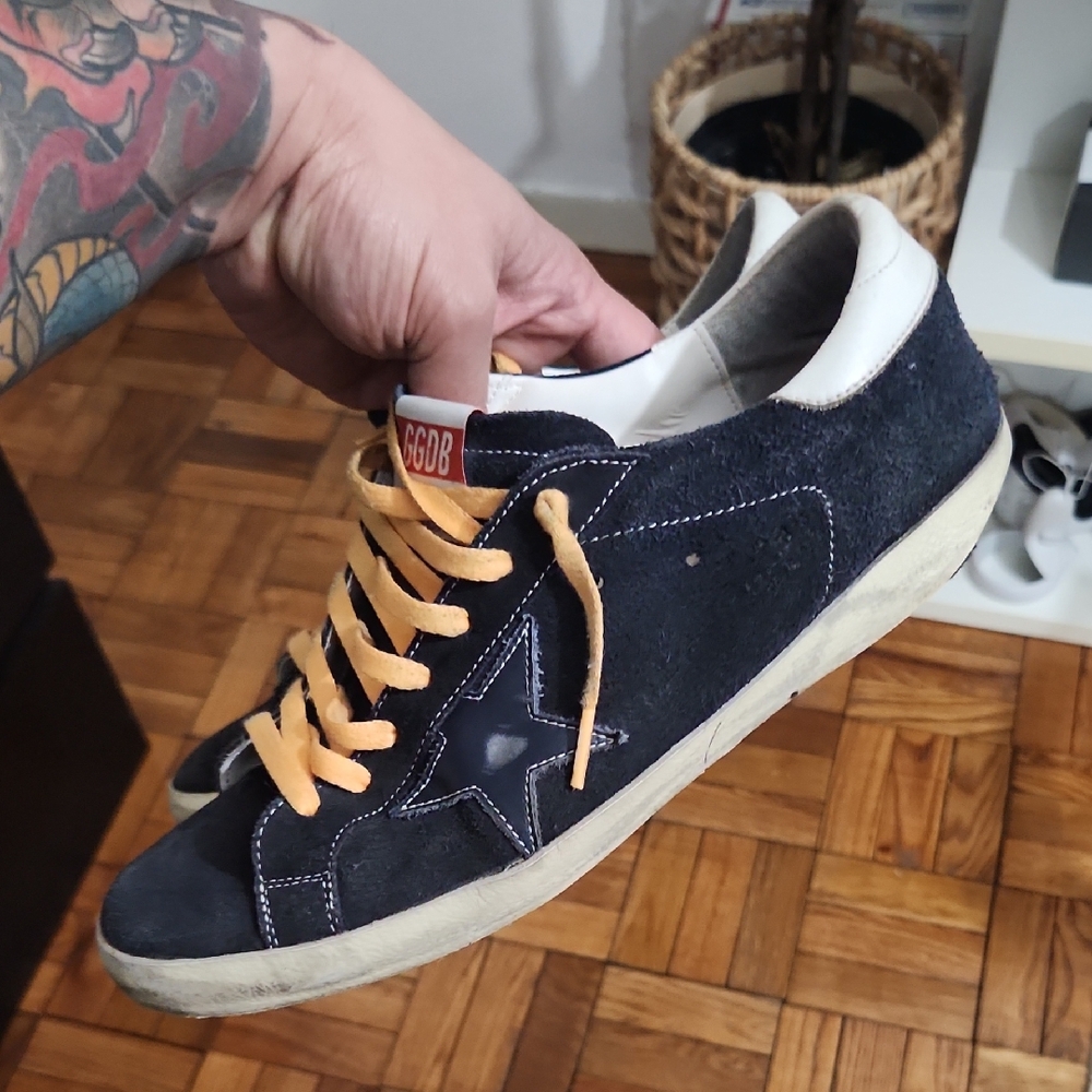 Golden Goose Black/Navy Suede Super Star Sze 44 Sneakers